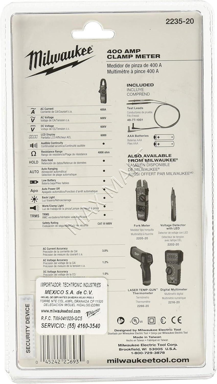 Milwaukee 2235-20 400 Amp 400A 600V AC/DC Digital Clamp Meter