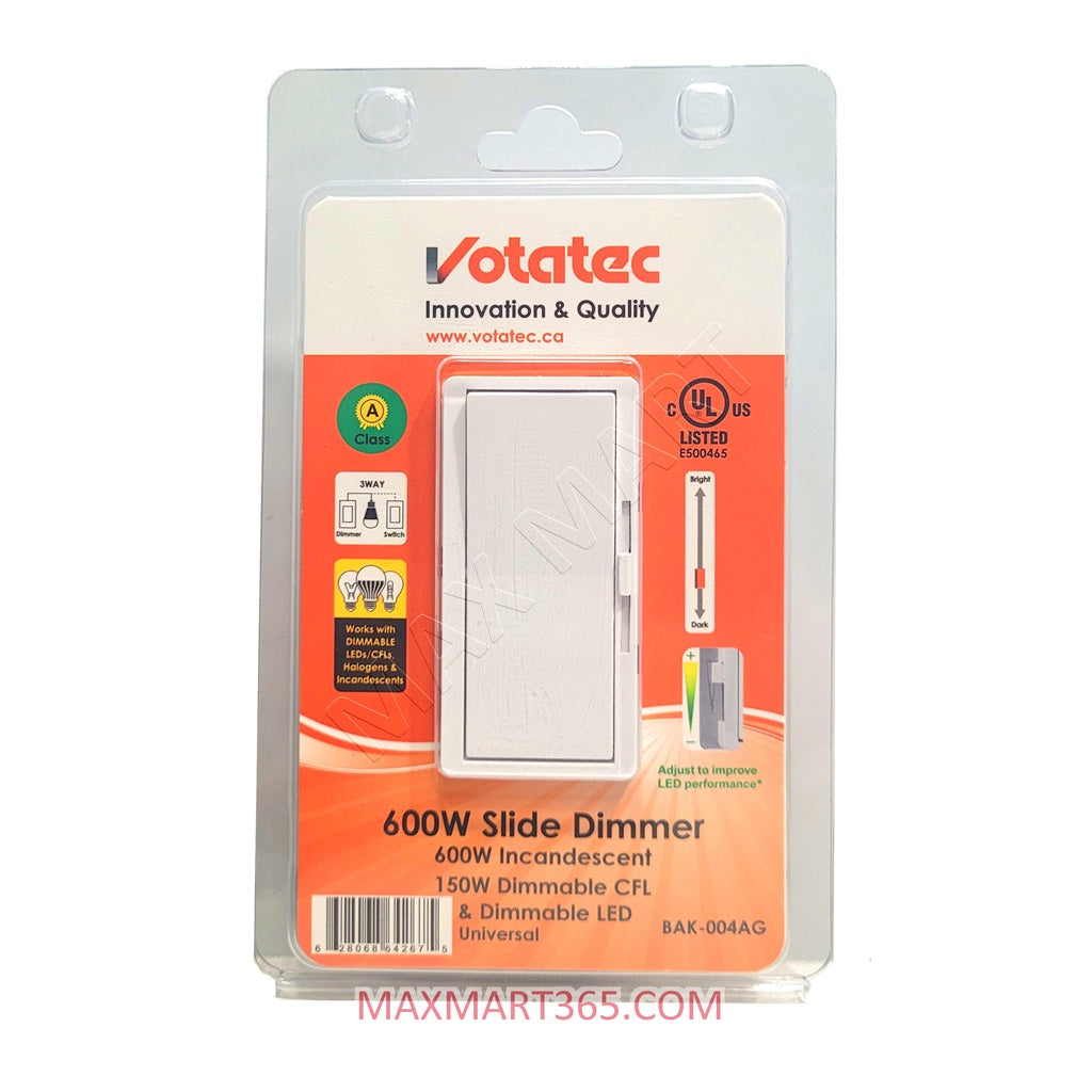 Votatec Slide Dimmer Switch, Single Pole or 3-Way