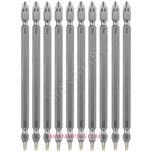 6-Inch Magnetic Double-Ended Alloy Steel Impact Screw Driver Bits Set - Phillips #2 + Square #2