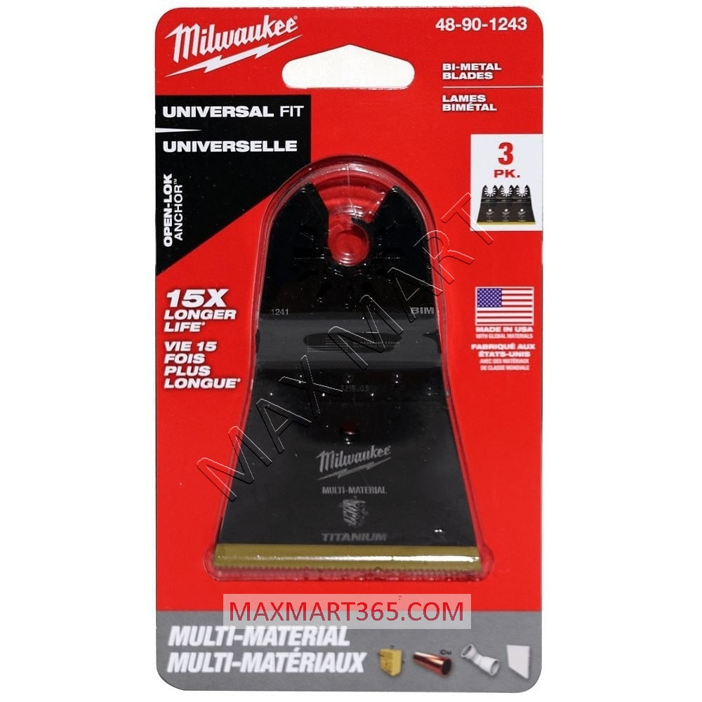 Milwaukee 48-90-1243 Titanium Bi-Metal Multi-Material Oscillating Multi Tool Blades (3 Pack)