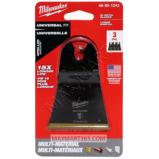 Milwaukee 48-90-1243 钛合金双金属多材质振动多功能工具刀片（3 件装）