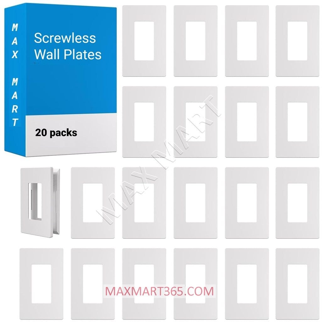Universal 1-Gang Screwless Wallplate Coverplate for Light Switch, Dimmer, GFCI and Receptacle - White