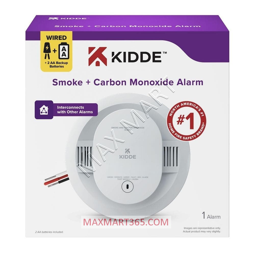 KIDDE 2-in-1 2in1 Hardwired Interconnected Smoke and Carbon Monoxide(CO) Alarm, AA Battery Backup