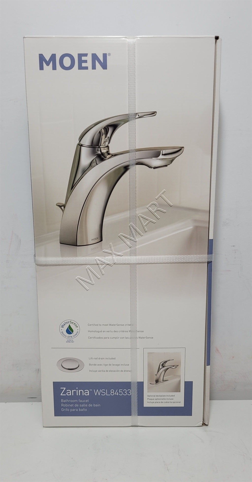 MOEN Zarina WSL84533 4-inch Centerset/Single Hole Bathroom Sink Faucet Tap - Chrome (Drain and Valve Included)