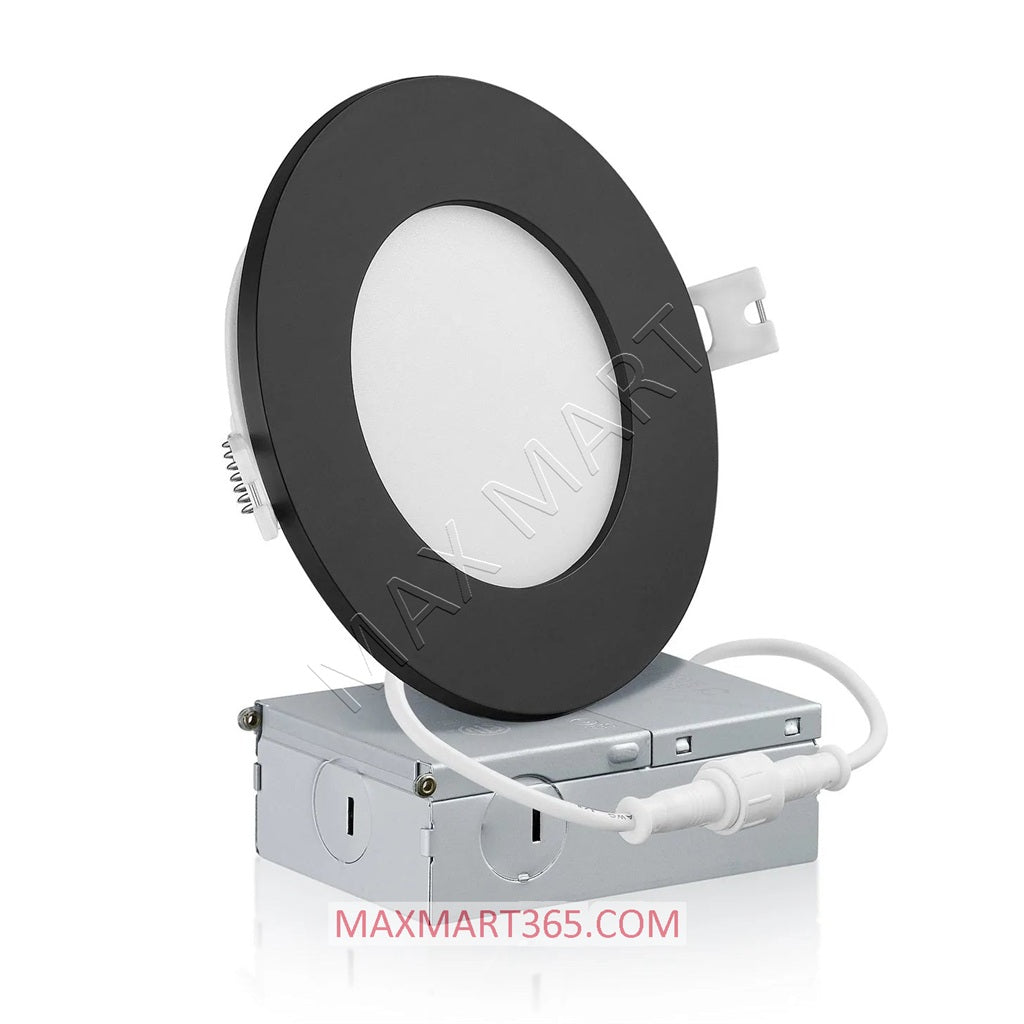 4-Inch 5CCT Black LED Recessed Slim PotLight with Junction Box, Dimmable, IC Rated, ETL Certified, Damp Rated, Indoor/Outdoor