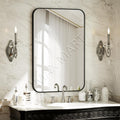 Rectangular Wall Mirror with Aluminum Alloy Frame, Modern Vanity Mirror for Bathroom, Bedroom or Entryway, Horizontal or Vertical Mount