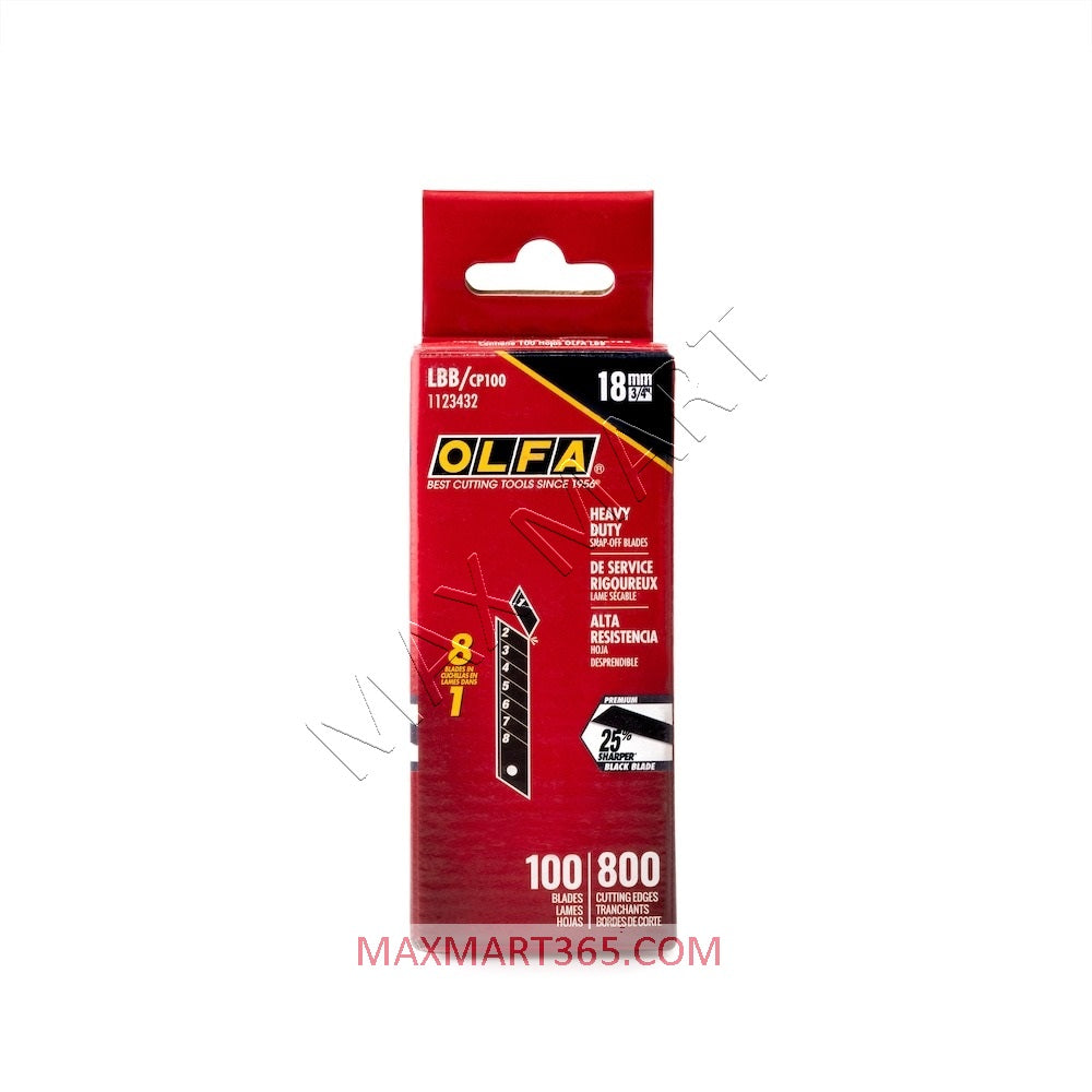 Olfa 18mm Snap-Off Ultra-Sharp Black Blades - 100 pack
