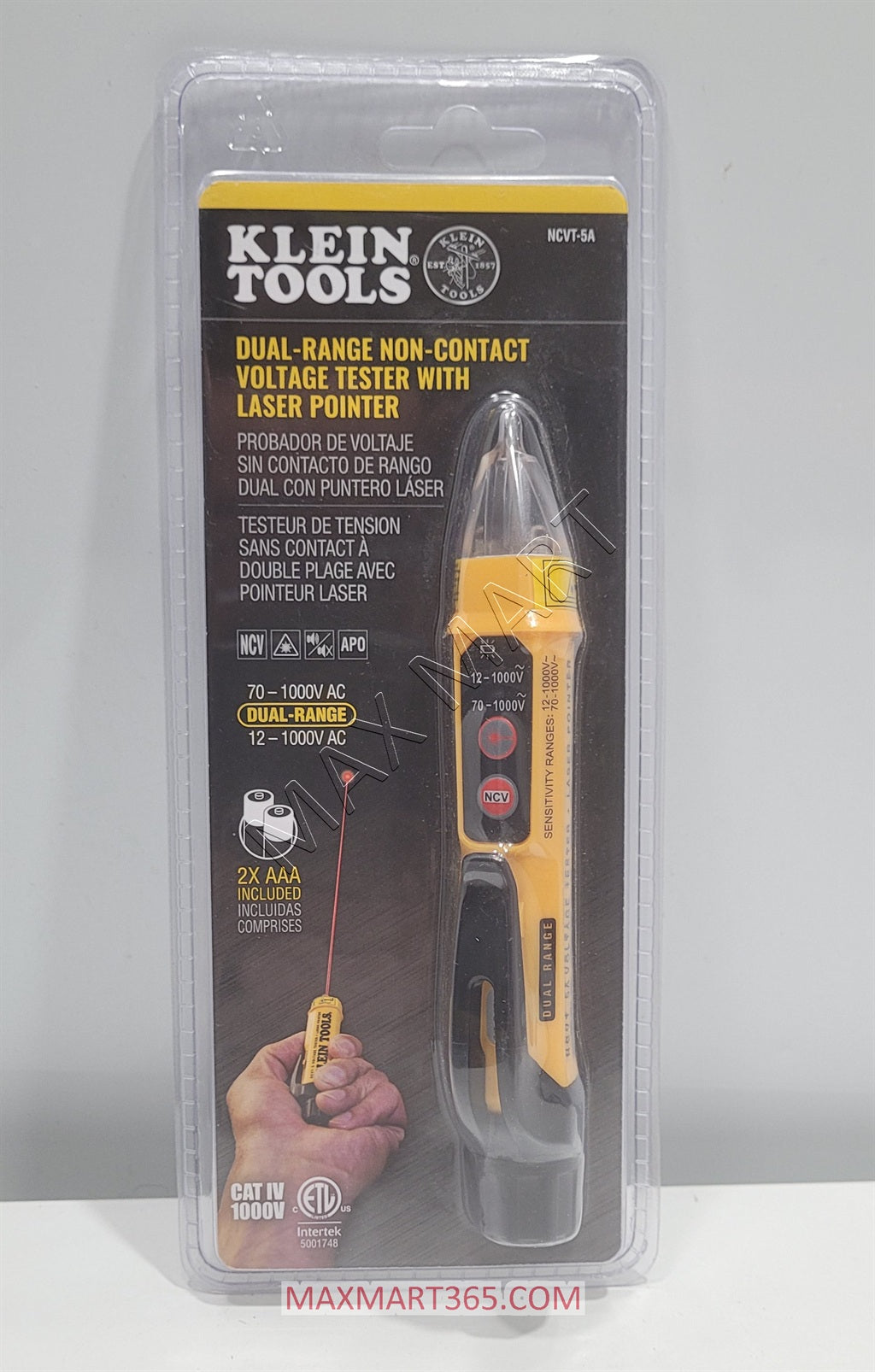 Klein Tools NCVT-5A Non-Contact Voltage Tester Pen, Dual Range, with Laser Pointer