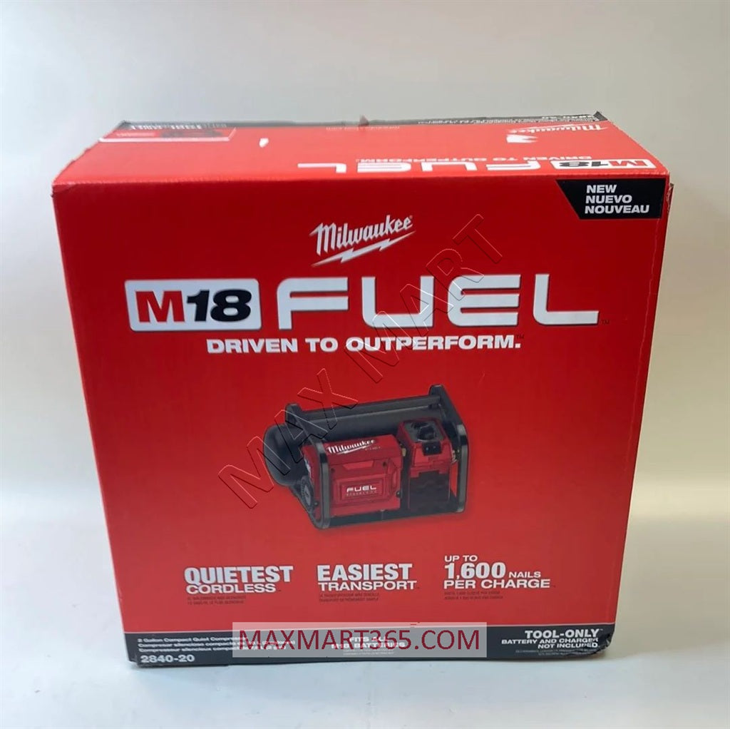 Milwaukee 2840-20 M18 FUEL 无刷无绳 2 加仑电动紧凑型静音空压机（仅限工具）