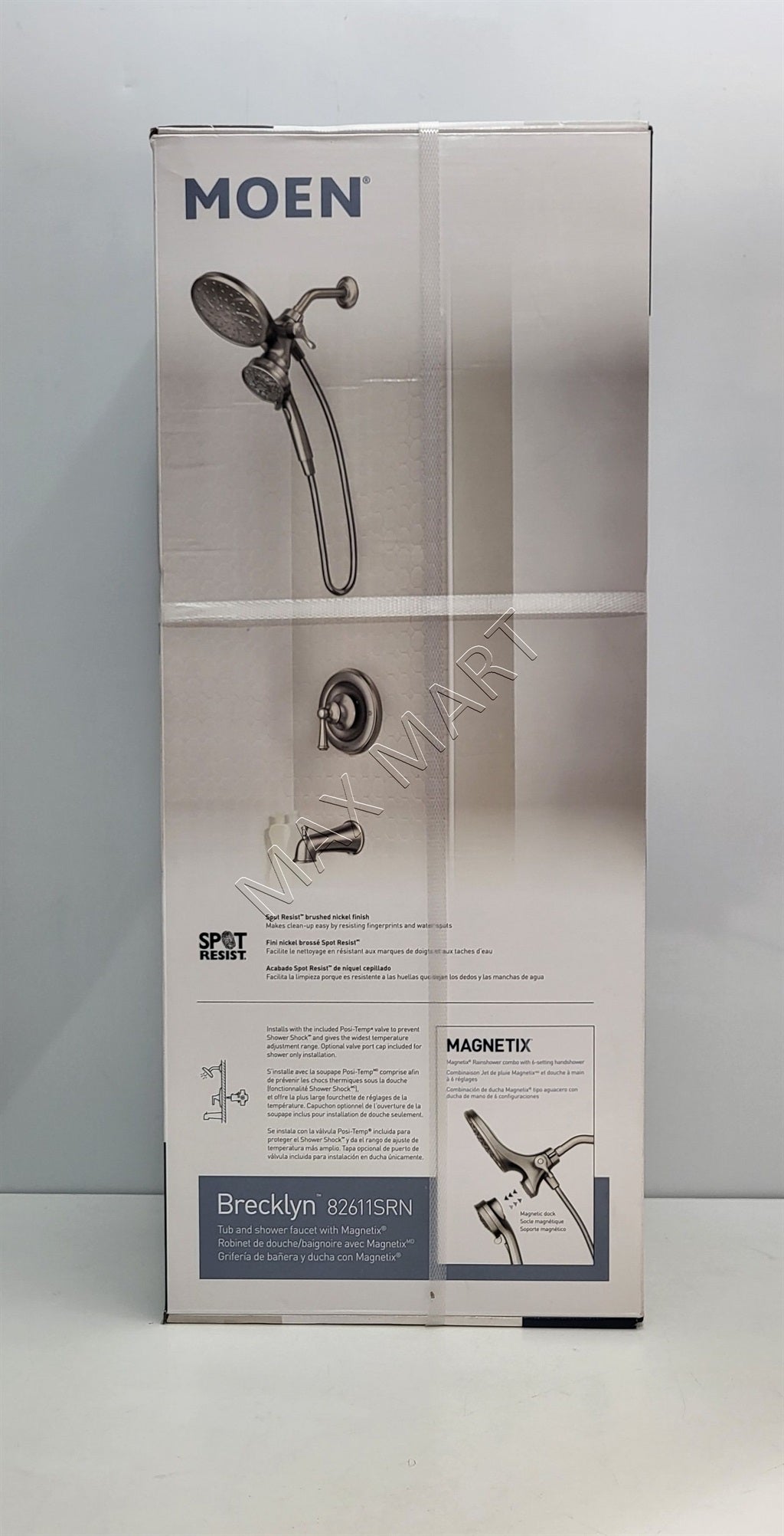 MOEN Brecklyn 82611SRN 6-Spray Bathtub Shower Faucet with Magnetix Rain Shower Head - Brushed Nickel