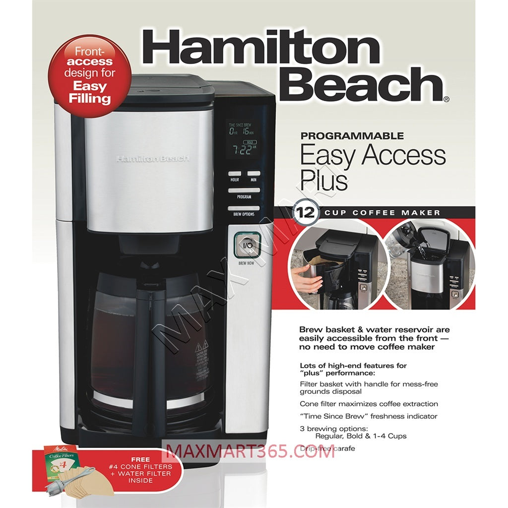 Hamilton Beach 12-Cup Programmable Coffee Maker - Black & Stainless