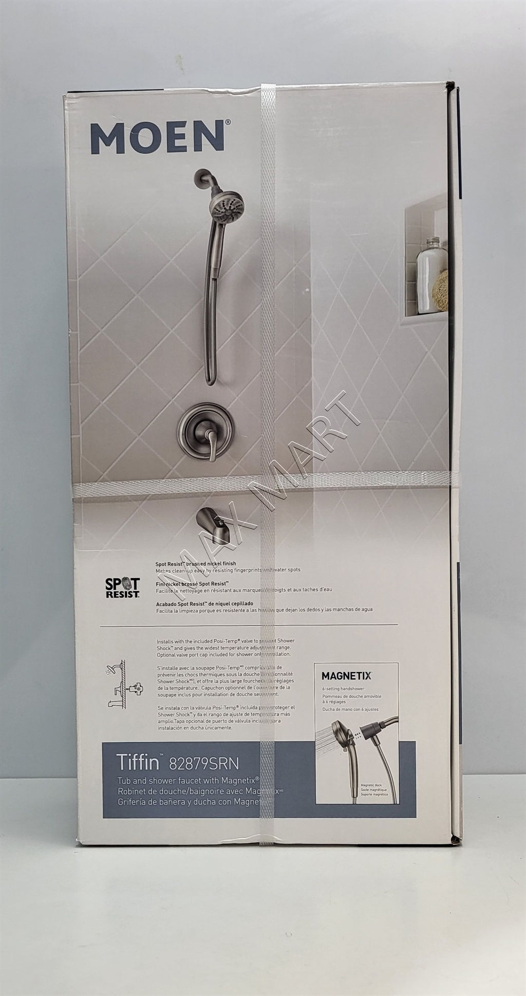 MOEN Tiffin 82879SRN Single-Handle Bathtub Shower Faucet with Magnetix Hand Shower (Valve Included) - Brushed Nickel