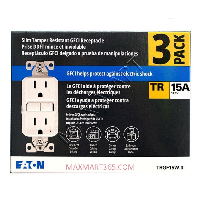 Eaton ETN 15Amp 125V Slim GFCI Tamper-Resistant TR Receptacle Outlet Plug