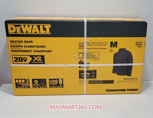 DEWALT 20V 充气加热夹克套装 DCHJ093D1 - 中号 - 黑色 $170-$230