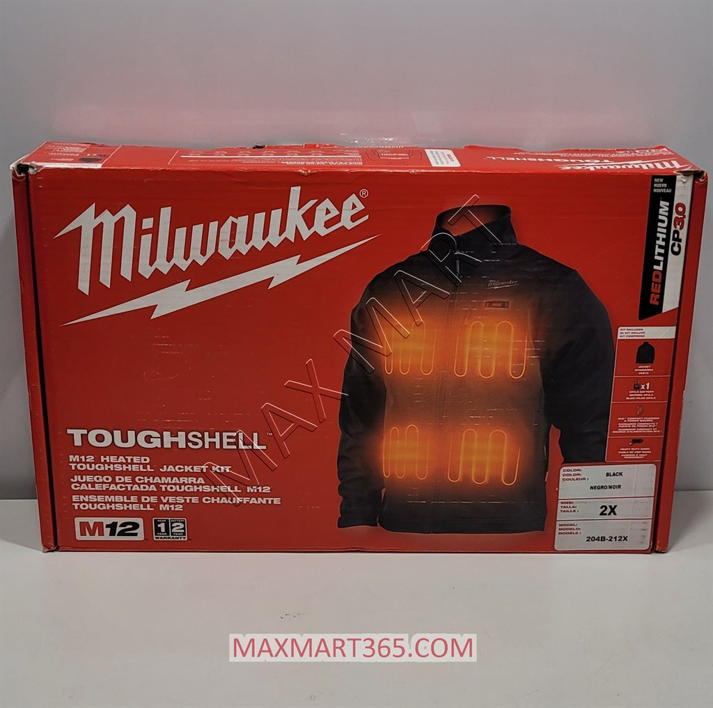 Milwaukee M12 TOUGHSHELL Black Heated Jacket Kit 204B-212X - Size 2X $160-$220