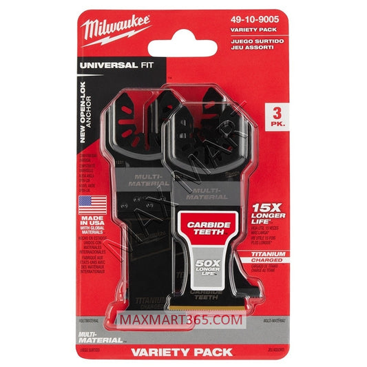 Milwaukee 49-10-9005 OPEN-LOK Multi-Tool Oscillating Multi-Material Cutting Blade Kit (3-Piece)