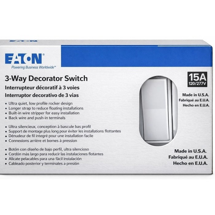 Eaton 7503W 15Amp 3-Way Light Switch - White