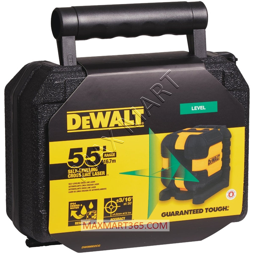 DEWALT DW08802CG 55ft Green Self-Leveling Cross Line Laser Level