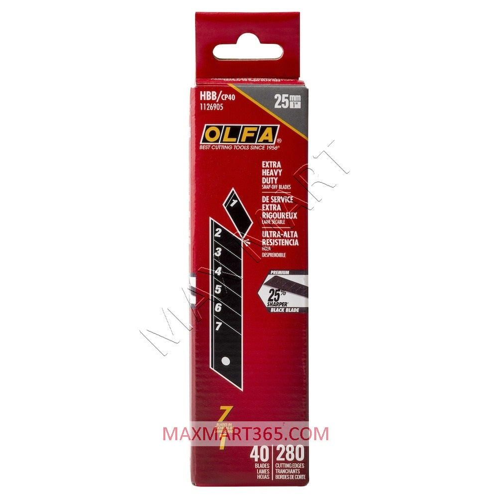 Olfa 25mm Snap-Off Ultra-Sharp Black Blades - 40 pack