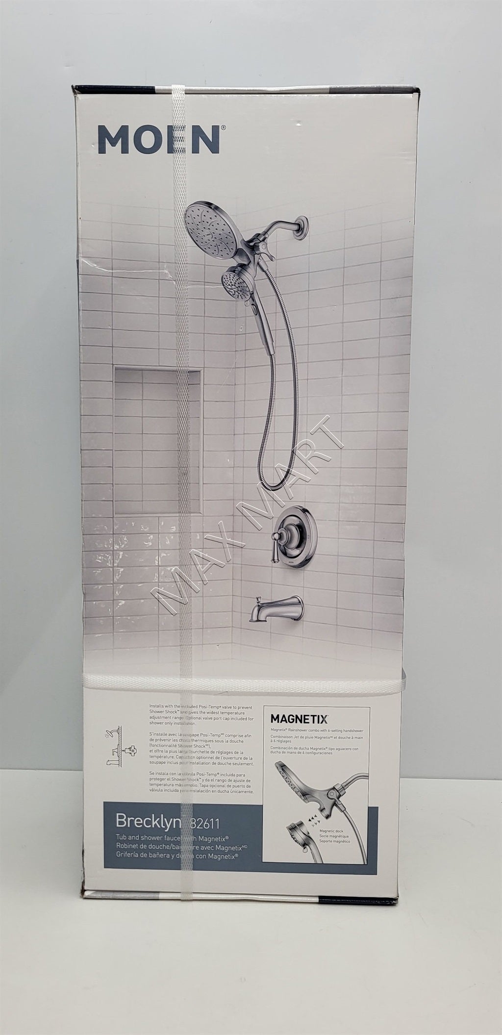 MOEN Brecklyn 82611 6-Spray Bathtub Shower Faucet with Magnetix Rain Shower Head - Chrome