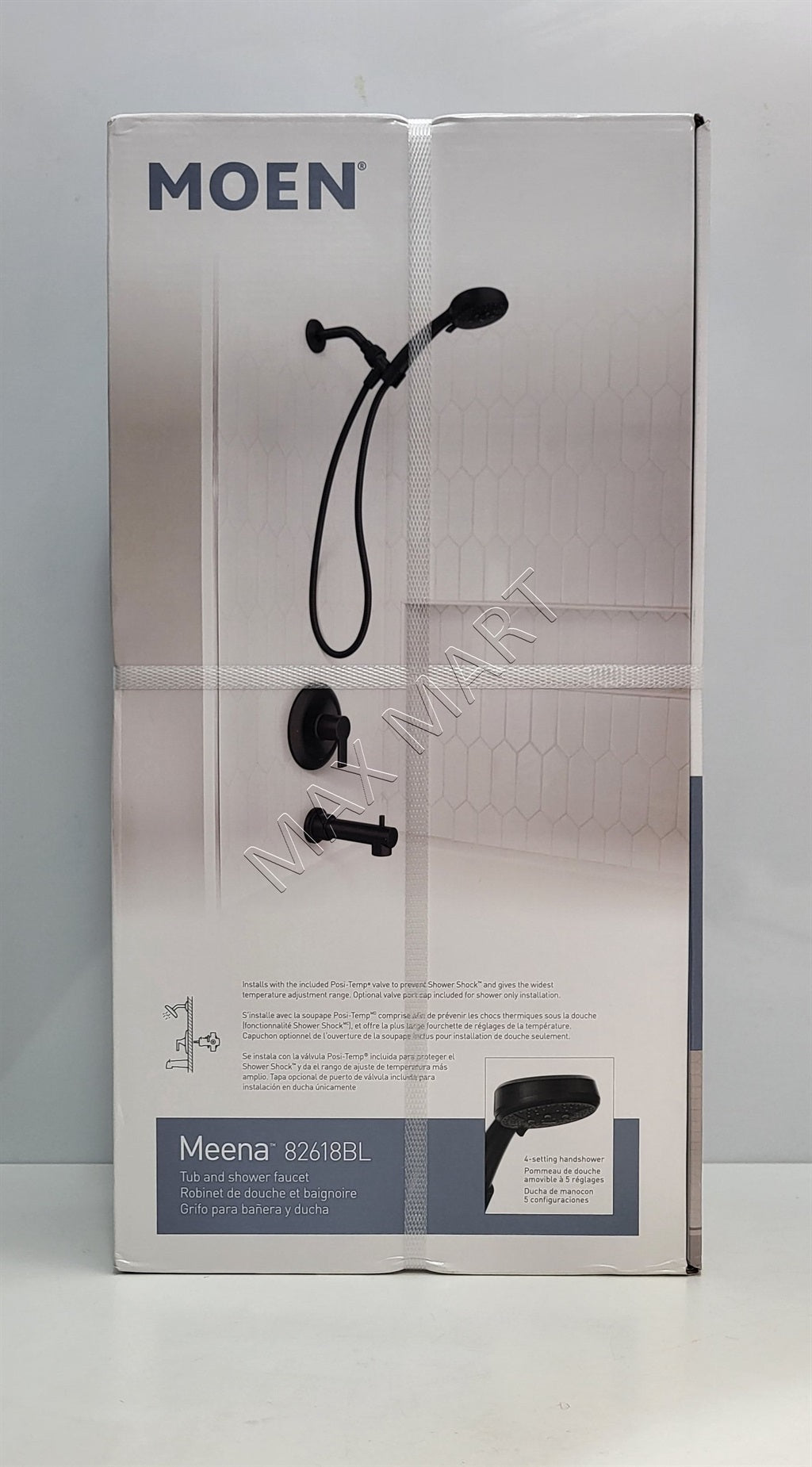 MOEN Meena 82618BL Modern Bathtub Shower Faucet with Handshower (Valve Included) - Matte Black