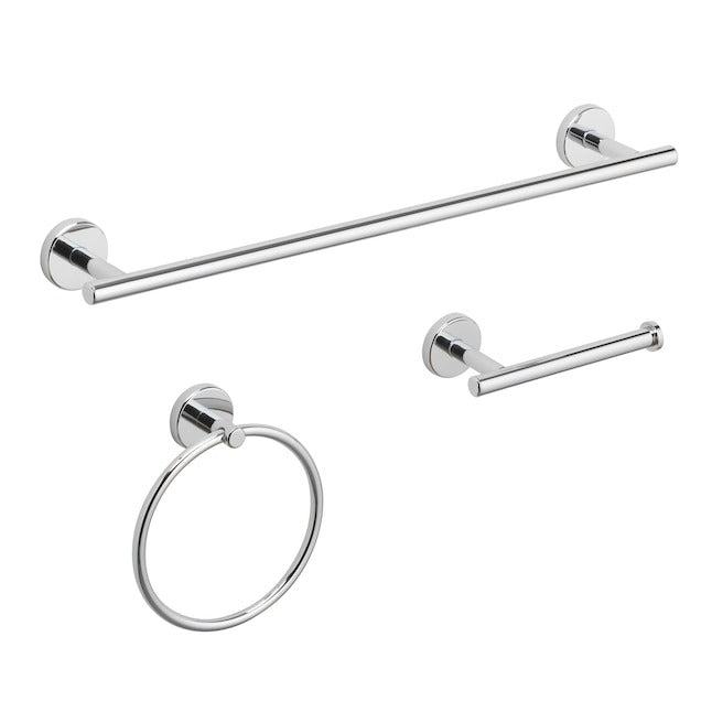 24-Inch 3-Pieces Round Towel Rack Kit Set for Bathroom, Towel Bar, Toilet Paper Holder, and Towel Ring