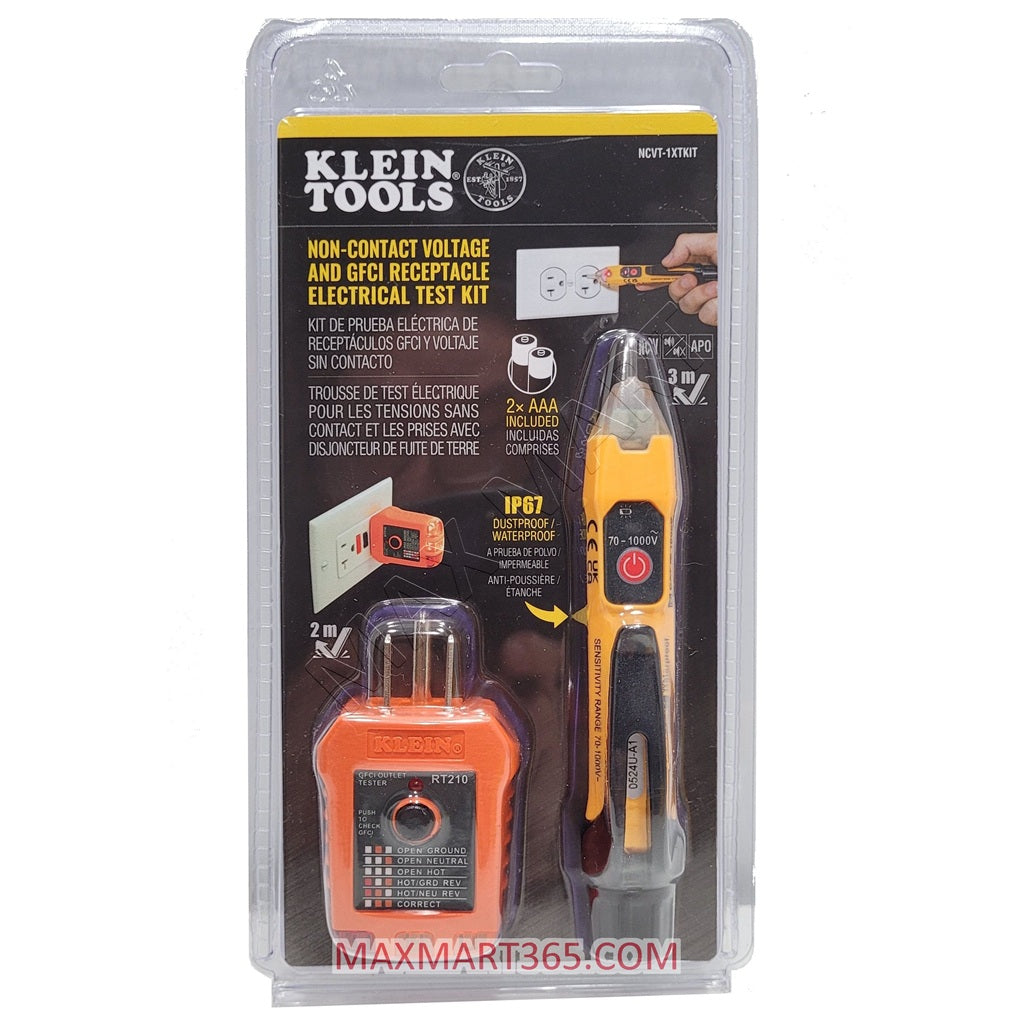 Klein Tools Non-Contact Voltage and GFCI Receptacle Premium Test Kit NCVT1XTKIT