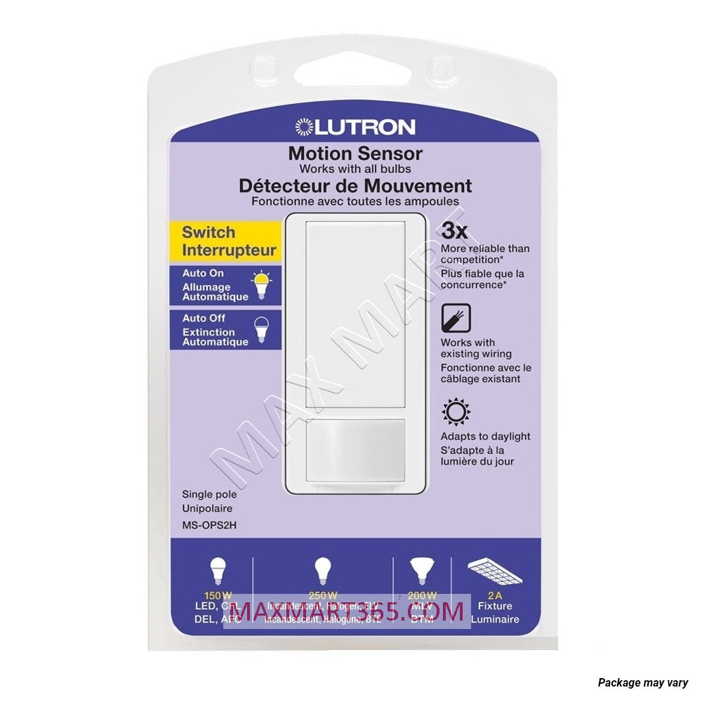 Lutron MS-OPS2H Maestro 2安培单极运动传感器开关 - 白色