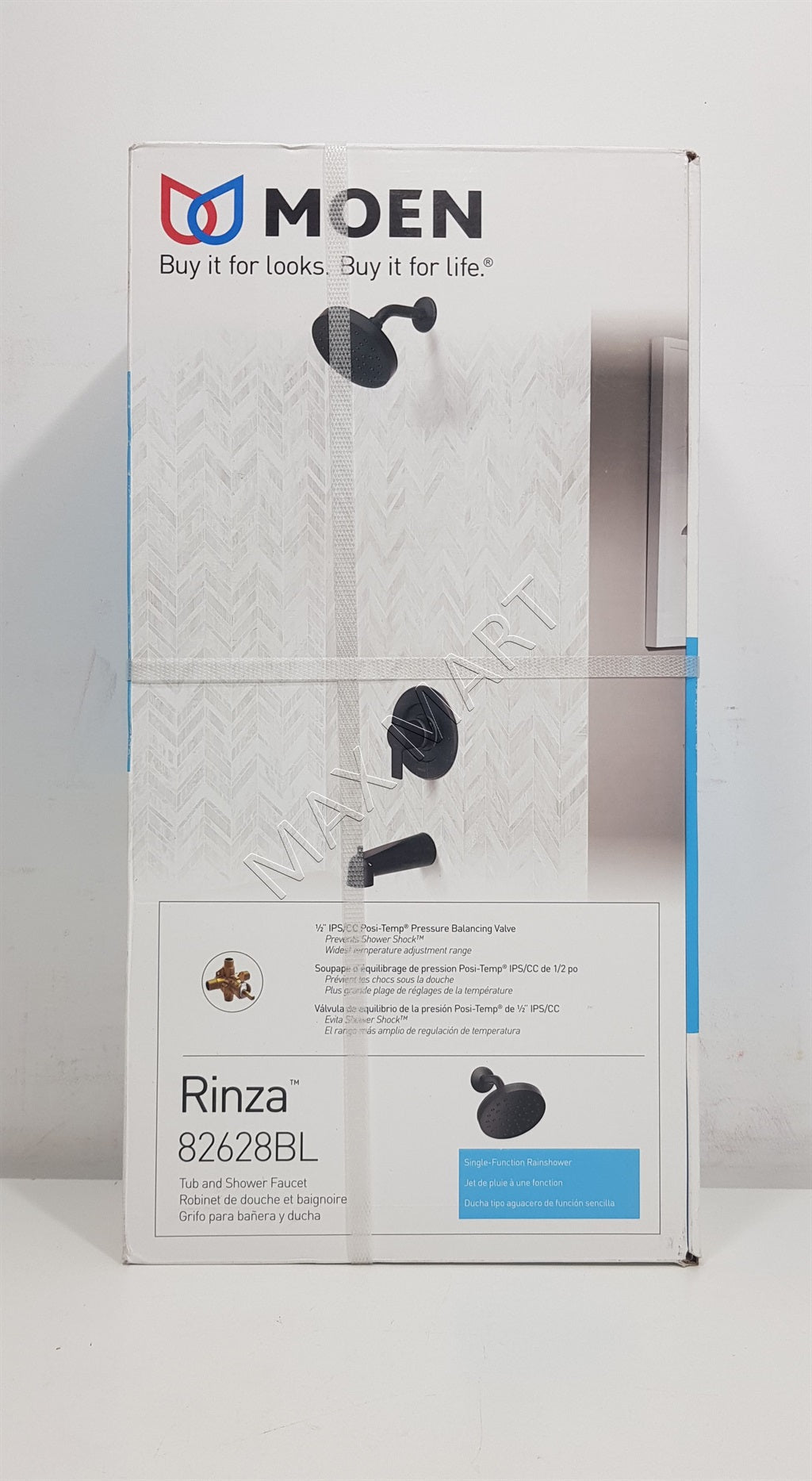 Moen Rinza 82628BL 1-Handle Bathtub Shower Faucet (Valve Included) - Black