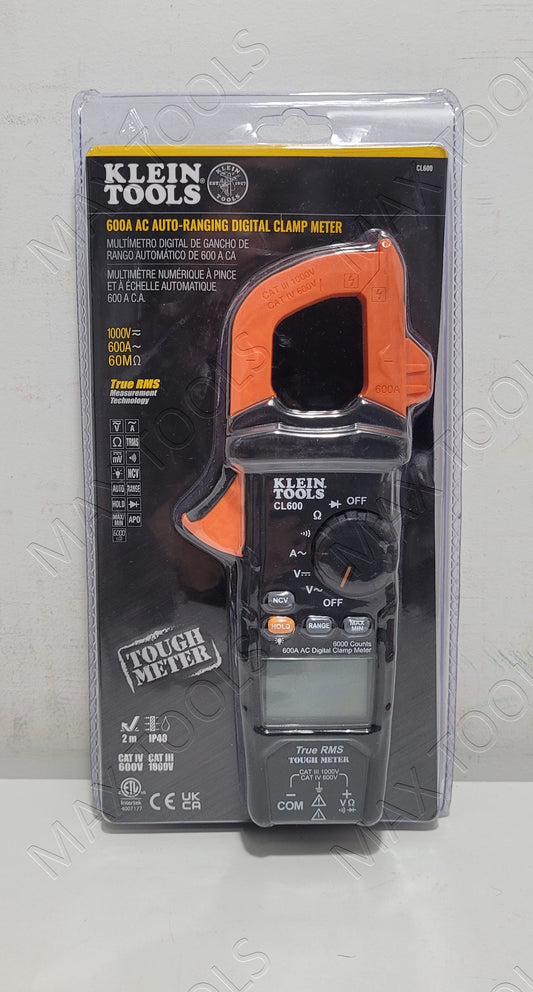 Klein Tools CL600 Digital Clamp Meter AC/DC Auto-Ranging 600 Amp 600A