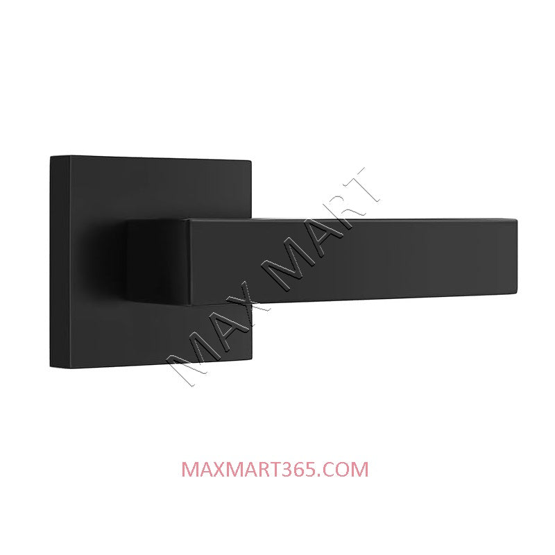 Square Half Dummy Door Lock Lockset, Interior Hallway Closet Door Handle Keyless - Matte Black