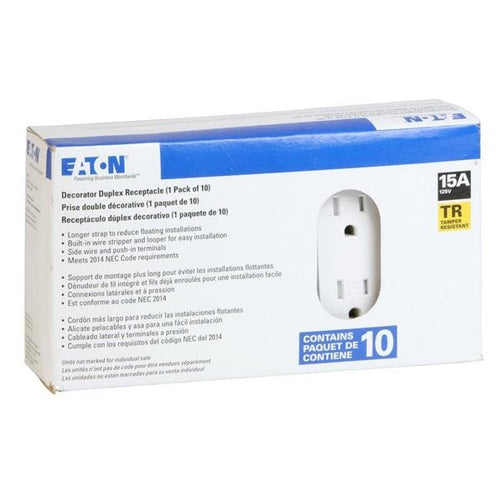 Eaton TR1107W 15Amp Tamper Resistant TR Duplex Receptacle Outlet Plug - White