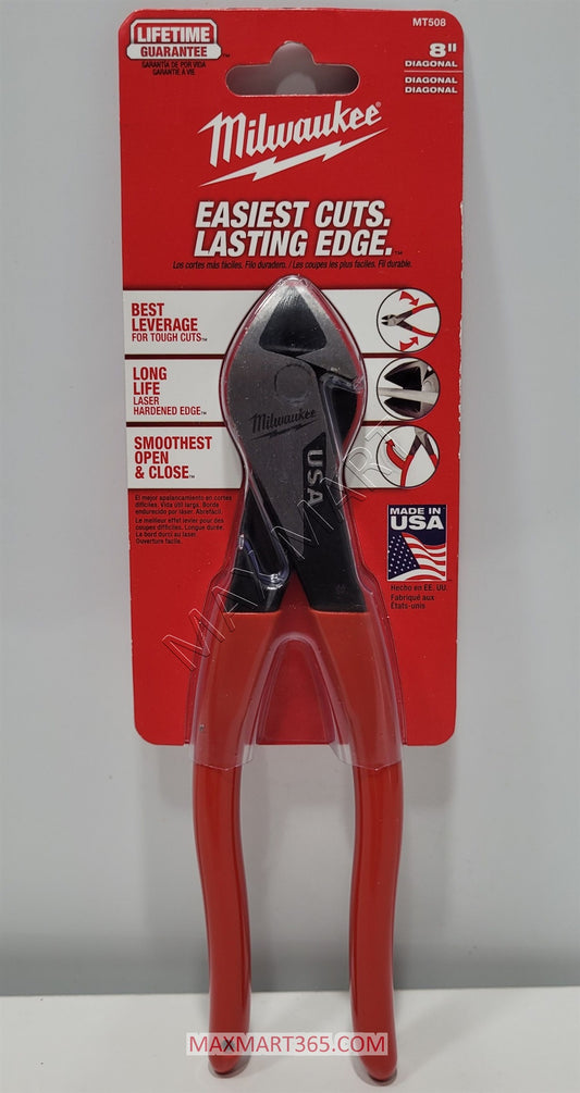 Milwaukee MT508 8-Inch Diagonal Dipped Grip Cutting Pliers (USA)