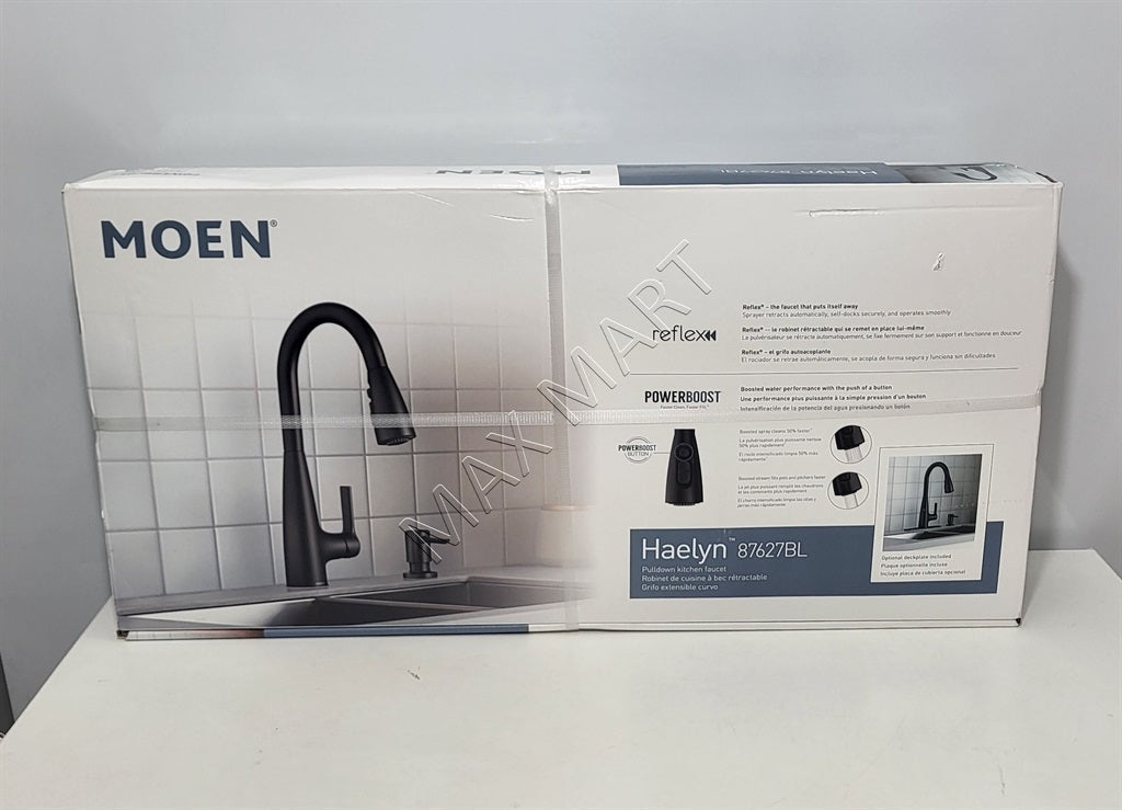 MOEN Haelyn 87627BL Pull-Down Sprayer Kitchen Faucet with Soap Dispenser - Matte Black