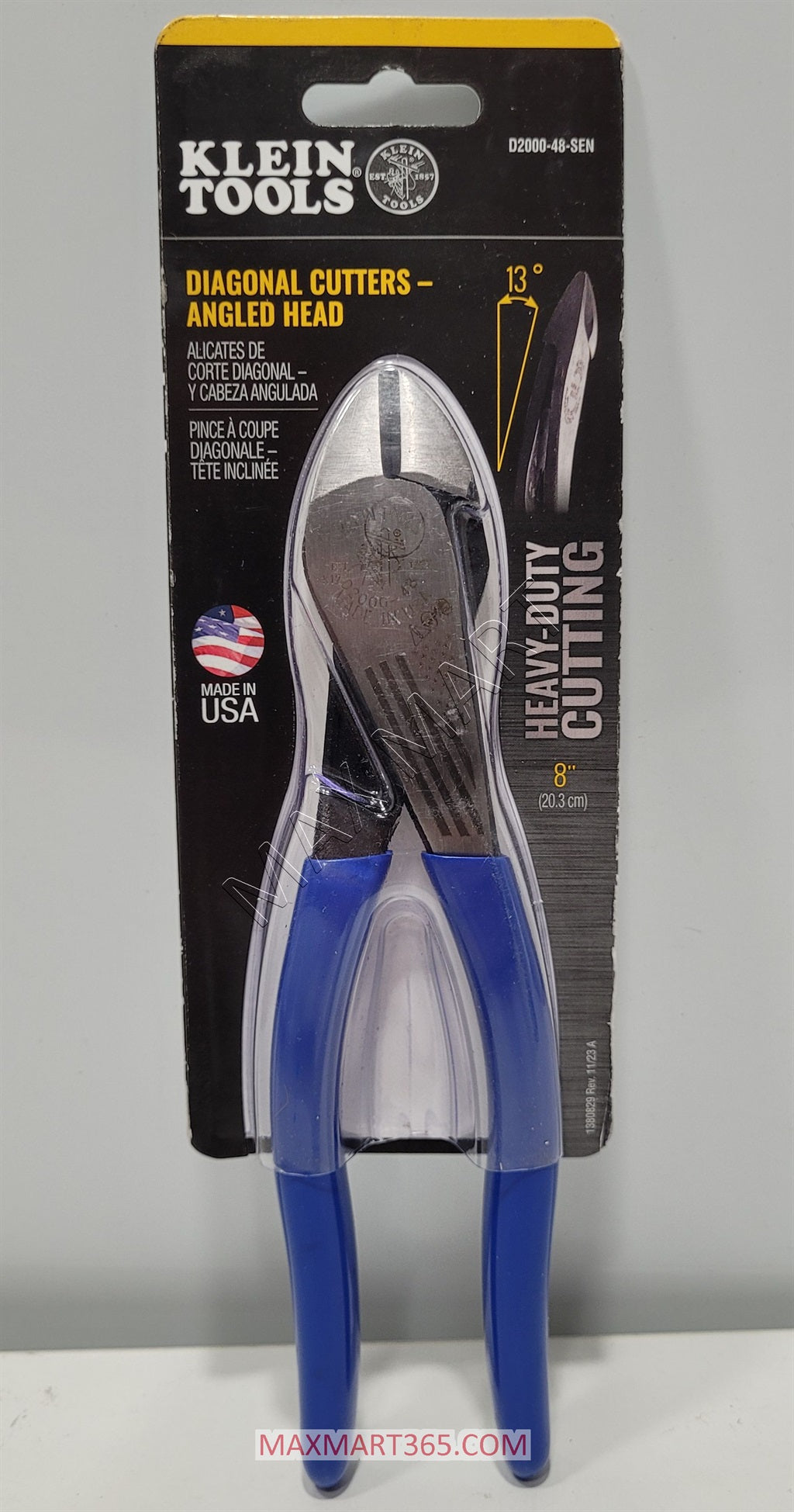 Klein Tools D200048SEN 8-inch High Leverage Diagonal Cutting Pliers - Angled Head