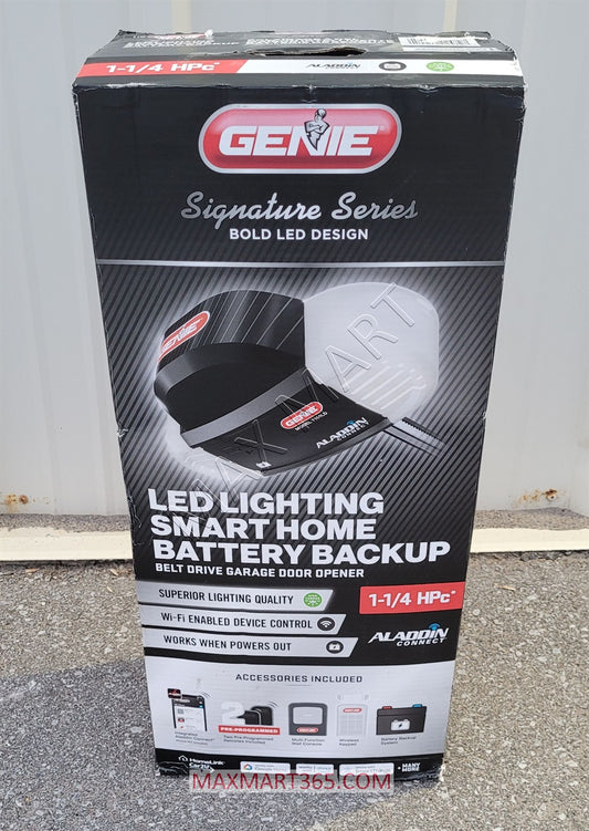 Genie 39765RR 1-1/4-HP 皮带传动智能家居 LED 车库门开启器，带电池备份