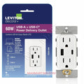 Leviton Decora+ 15A 60W USB-A & USB-C Tamper Resistant TR Receptacle Outlet w/ Power Delivery Charger - White T3634-W
