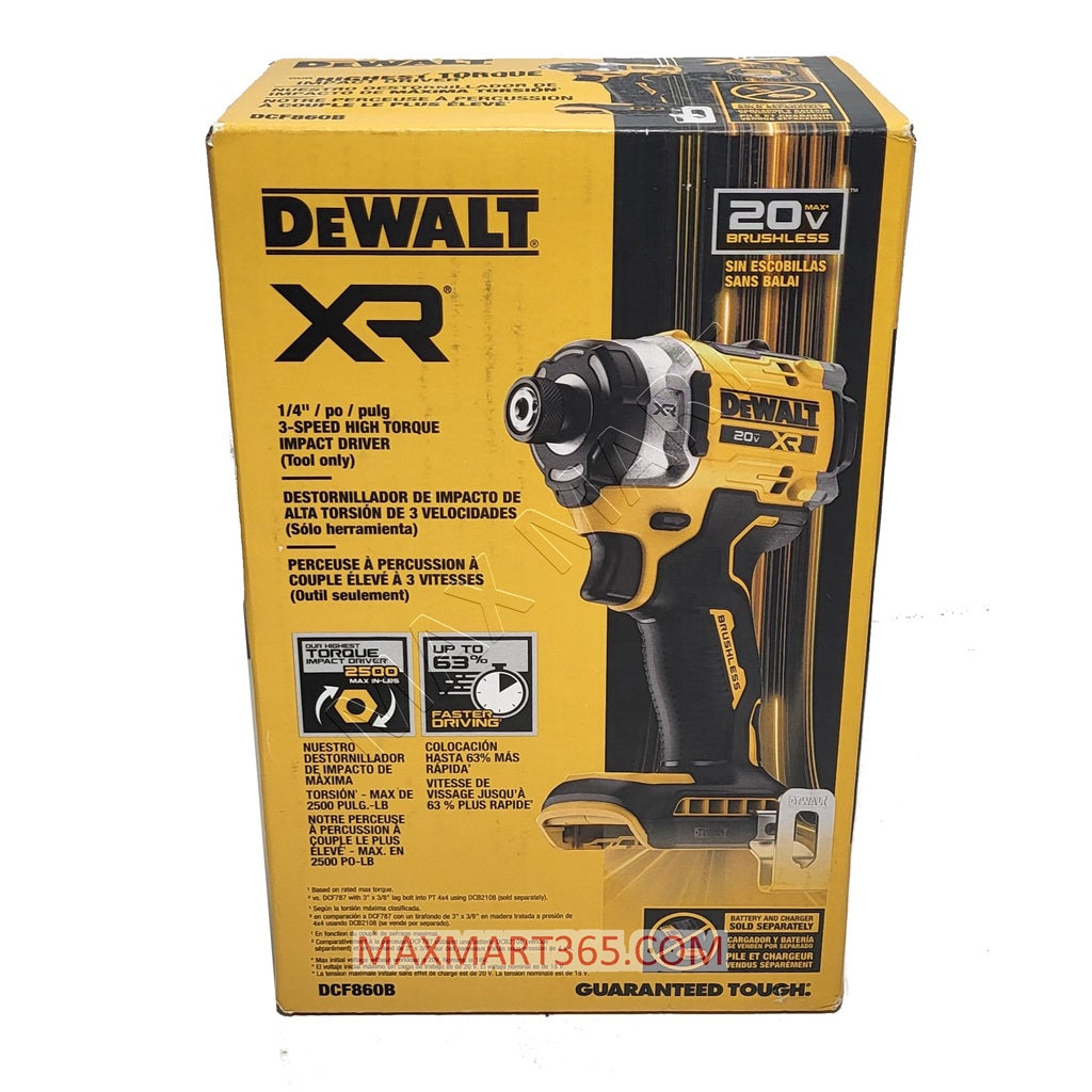 DEWALT DCF860B 20V XR Brushless Cordless 3-Speed High Torque 1/4-In Impact Driver (Tool Only)