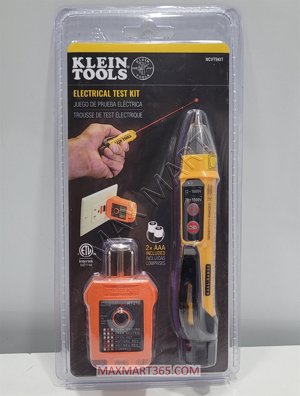 Klein Tools Non-Contact Voltage Tester with Laser Pointer and GFCI Receptacle Outlet Test Tool Set Kit NCVT5KIT