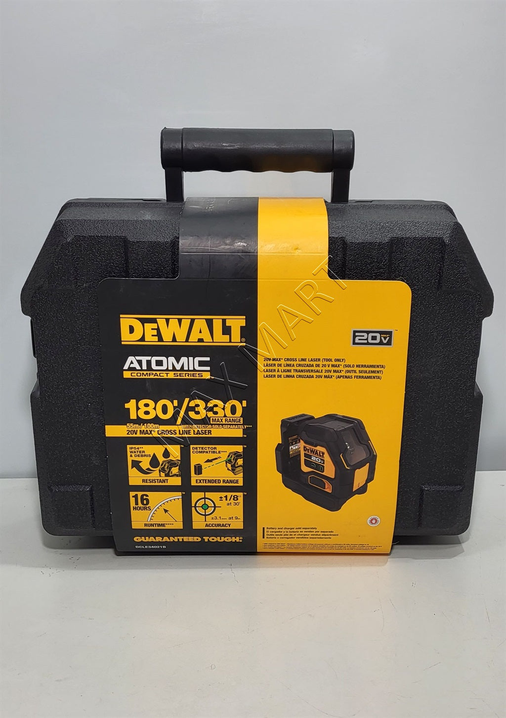 DEWALT 20V 330 英尺绿色自动调平十字线激光水平仪（仅工具）DCLE34021B DCLE34021