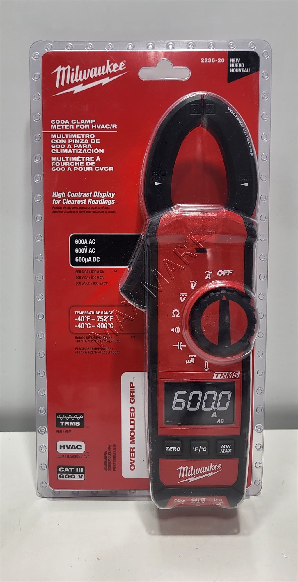 Milwaukee 2236-20 600 Amp 600A 600V AC/DC Digital Clamp Meter for HVAC and Refridgeration