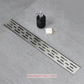 Linear Shower Drain with Removable Panel, Hair Strainer, Adjustable Leveling Feet - Stainless Steel (Drain Base Included)