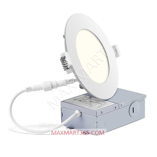 4-Inch 3CCT LED Recessed Slim PotLight with Junction Box, Dimmable, 3000K/4000K/5000K, IC Rated, ETL Certified, Damp Rated, Indoor/Outdoor