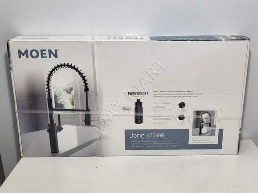 MOEN Joric 87580BL 高弧度下拉式厨房水龙头带喷雾器 - 哑光黑色