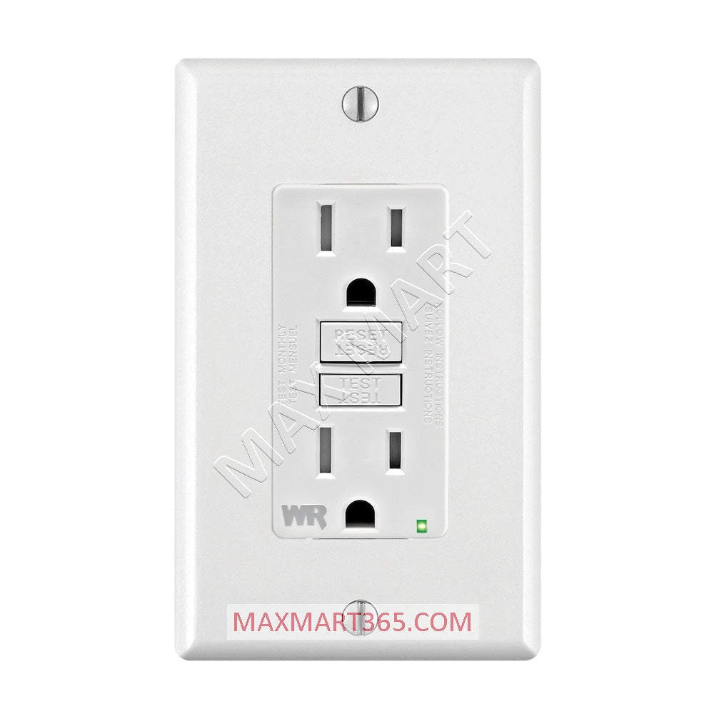 Leviton 15A Weather & Tamper-Resistant TR GFCI Receptacle Outlet Plug w/ Wall Plate GFWT1-W