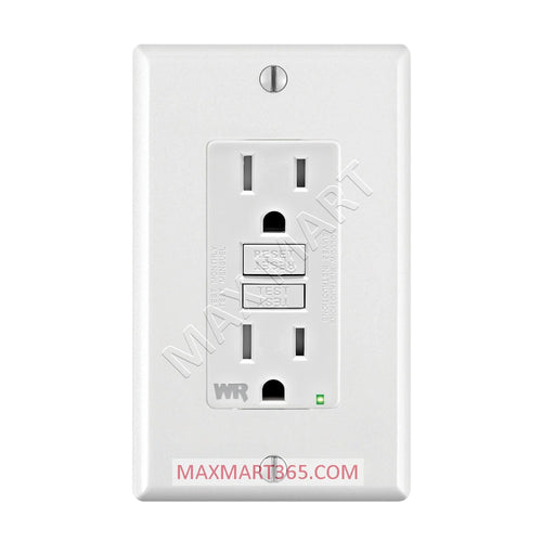 Leviton 15A Weather & Tamper-Resistant TR GFCI Receptacle Outlet Plug w/ Wall Plate GFWT1-W