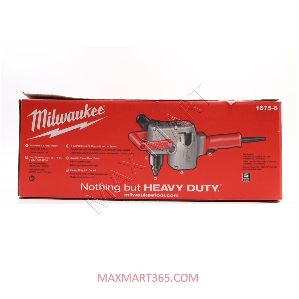 Milwaukee 1675-6 Hole Hawg 7.5-Amp 1/2-Inch Joist and Stud Drill Heavy-Duty Corded Drill