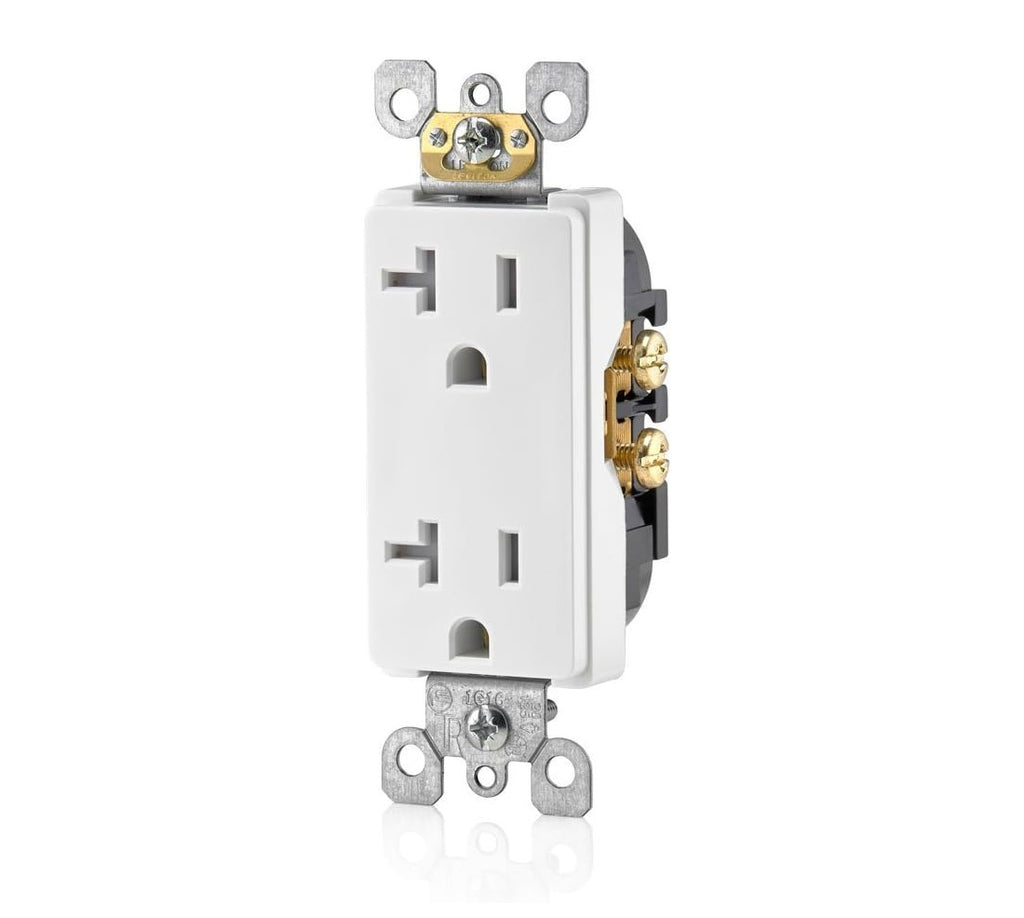 Leviton 20安培防篡改TR双联插座插座插头，白色T5825-W