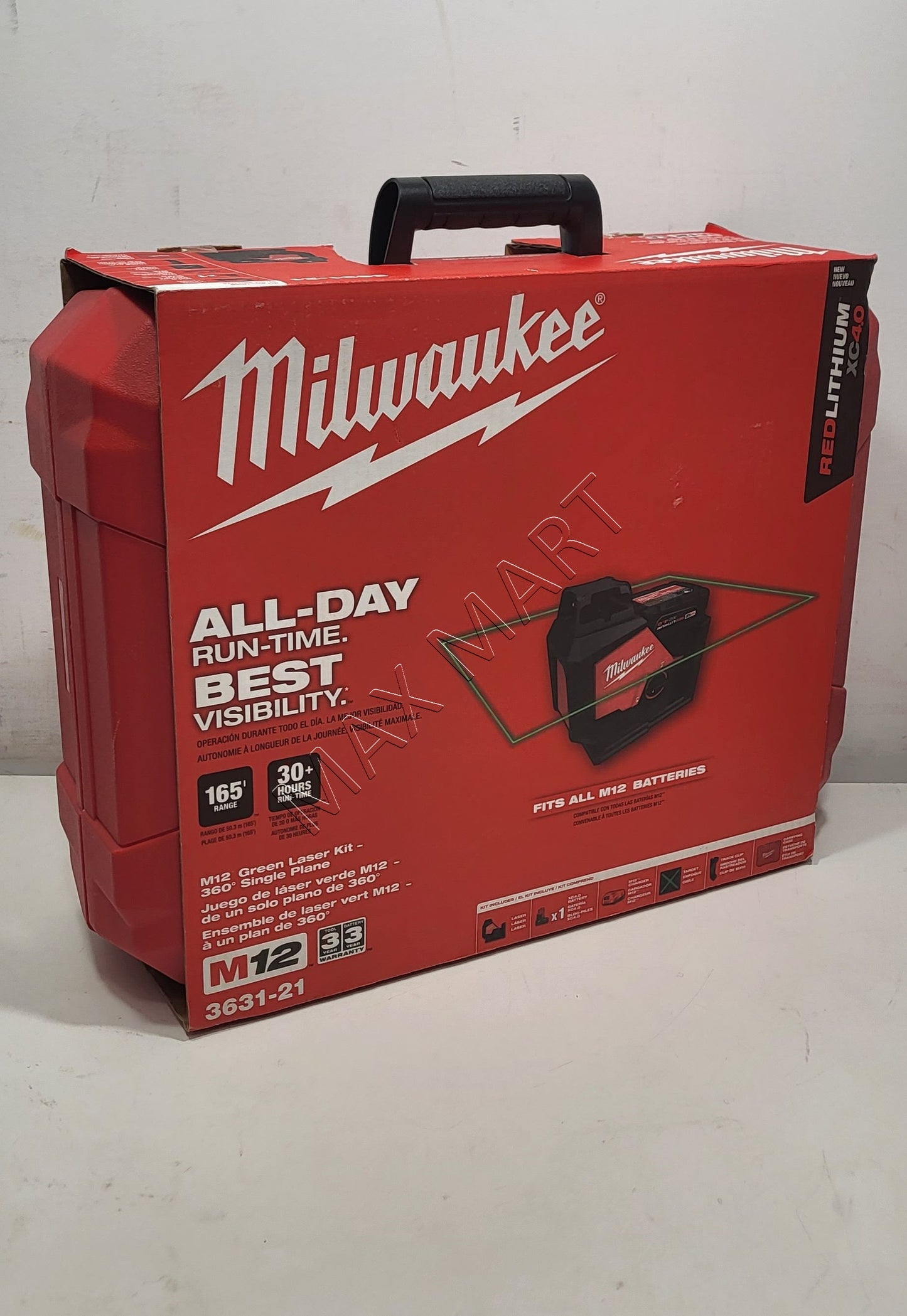 Milwaukee M12 Green 360 Degree Single Plane Laser Kit 3631-21 3631-20 (Tool Only)