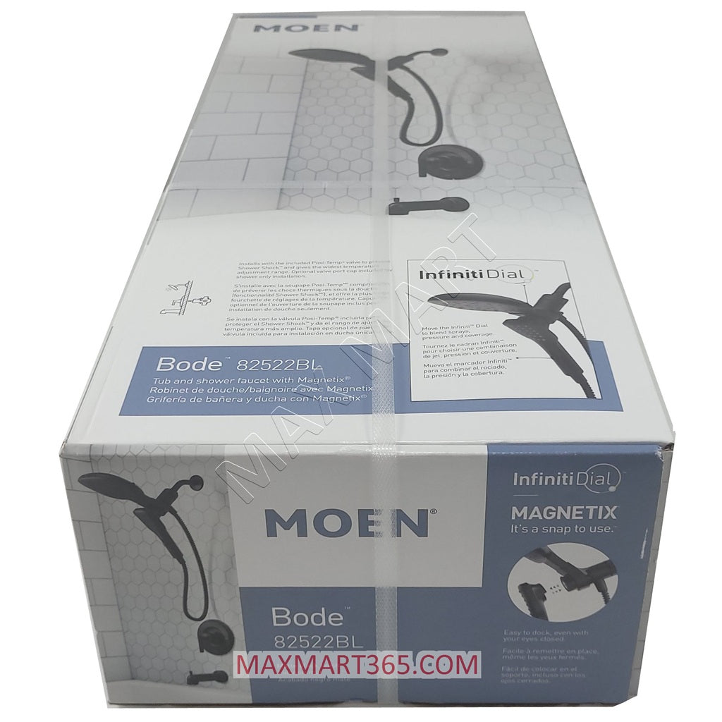 MOEN Bode 82522BL Magnetix Rainshower/Handheld Shower Combo Bathtub Shower Faucet - Matte Black